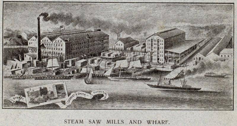 Goodlet & Smith’s steam saw mills and wharf