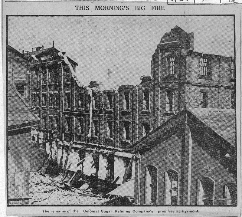 This morning's big fire - remains of CSR's premises at Pyrmont, October 1918