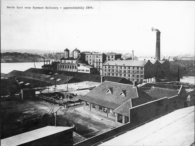 Looking north-east over the refinery, circa 1904