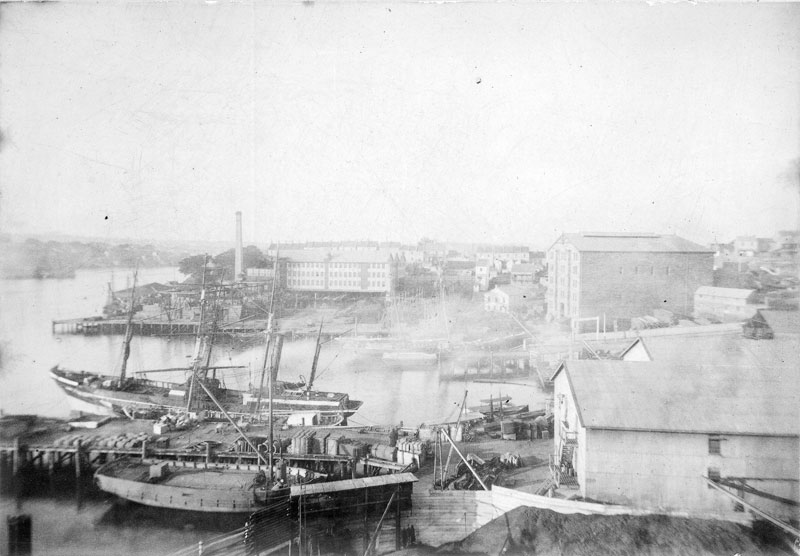 Free wharf at the CSR works, circa 1885