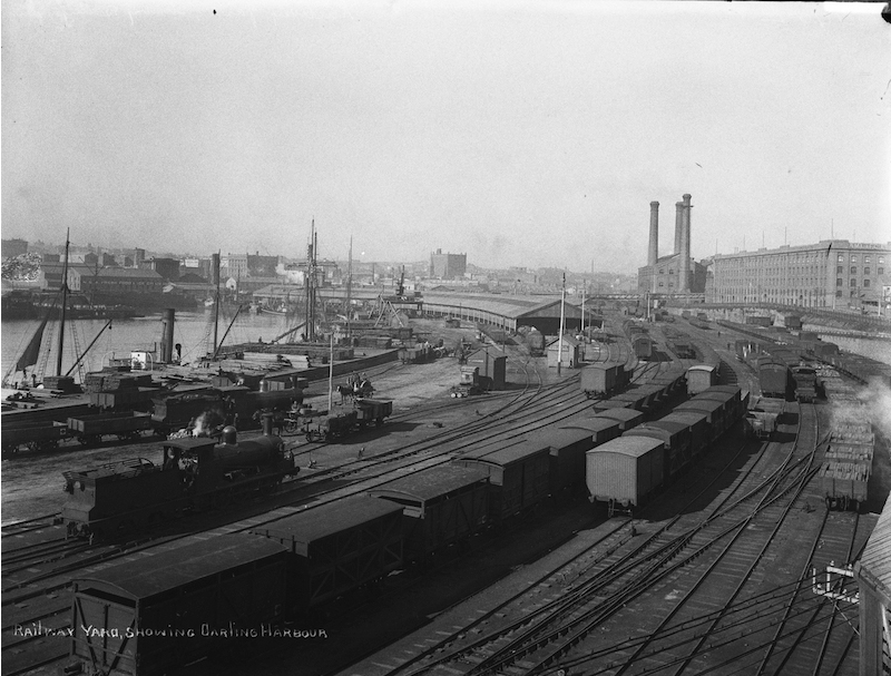 Railway yard showing Darling Harbour.